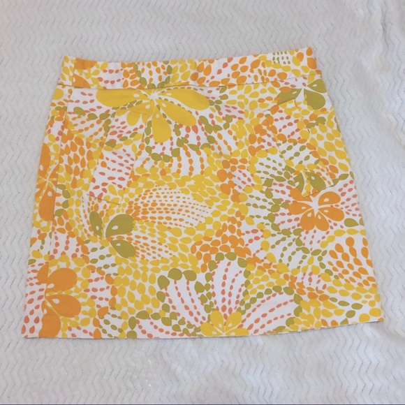 J Crew Yellow Floral Retro Mini Skirt Pockets 2 - Picture 2 of 7